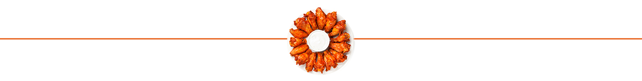 Plate of Buffalo Wings arranged in circle