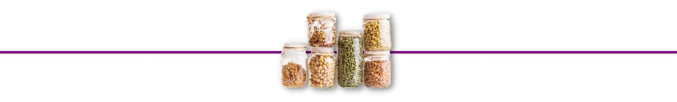 Clear Jars containing different grain sources