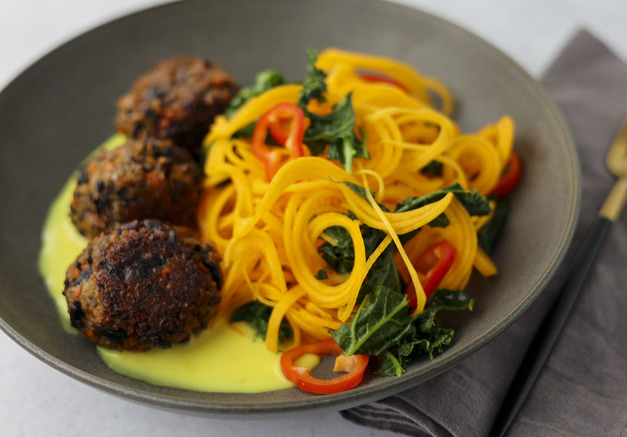 Mushroom Meat balls with Butternut Squash Noodles