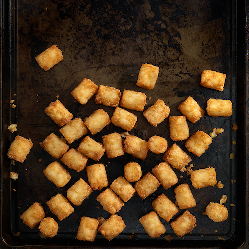 tator tots on baking pan