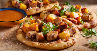 Latin Pork Flatbreads with Rum-Soaked Pineapple and Black Garlic Butter