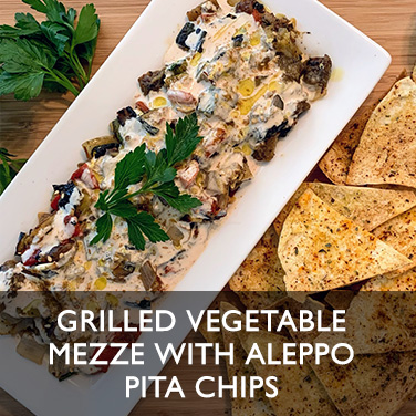 grilled vegetable mezze with aleppo pita chips