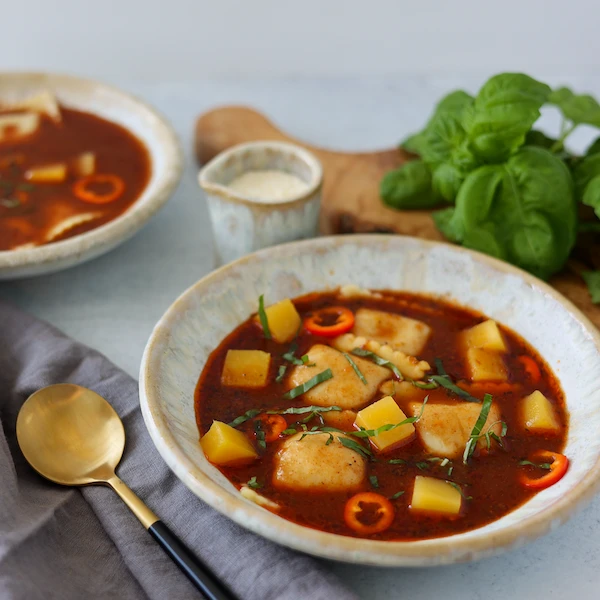 Butternut Squash Ravioli with Birria Broth