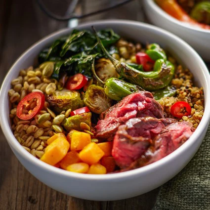 Charred Beef Vegetable Power Bowl